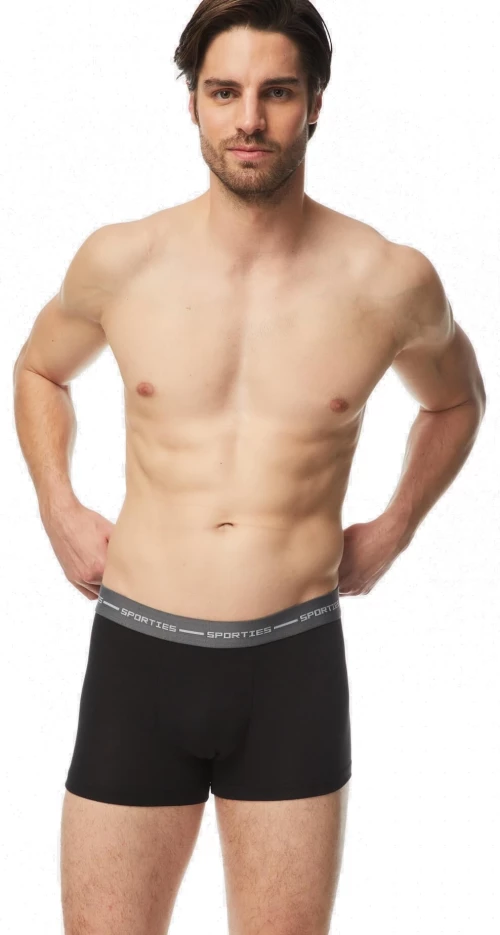 Boxer ανδρικό Minerva sporties Bamboo με εξωτερικό λάστιχο 2 Τεμάχια 22711-045 Μαύρο 5206821264576