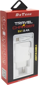 Φορτιστής δικτύου, DeTech, DE-09M, 5V/2.4A, 220V, Universal, 2 x USB, καλώδιο Micro USB, 1.0m, λευκό - 14140