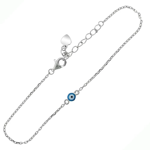 Βραχιόλι Ασημένιο Γαλάζιο Ματάκι