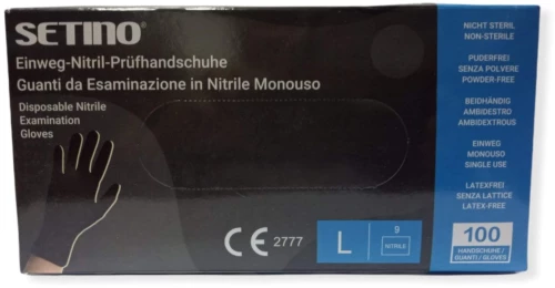 Setino Disposable Black Nitrile Examination Gloves - Εξεταστικά Μαύρα Γάντια Νιτριλίου Αντοχής 5g Χωρίς Πούδρα 100τμχ