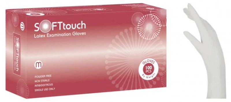 Soft Touch Εξεταστικά Γάντια Λάτεξ Λευκά Χωρίς Πούδρα 100 Τεμάχια