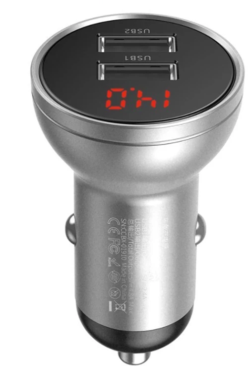 Baseus Car Charger Digital Display Ασημί (24W)  (CCBX-0S) (BASCCBX-0S)