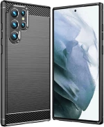 Techsuit Husa pentru Samsung Galaxy S22 Ultra 5G - Techsuit Carbon Silicone - Black 5949419027824
