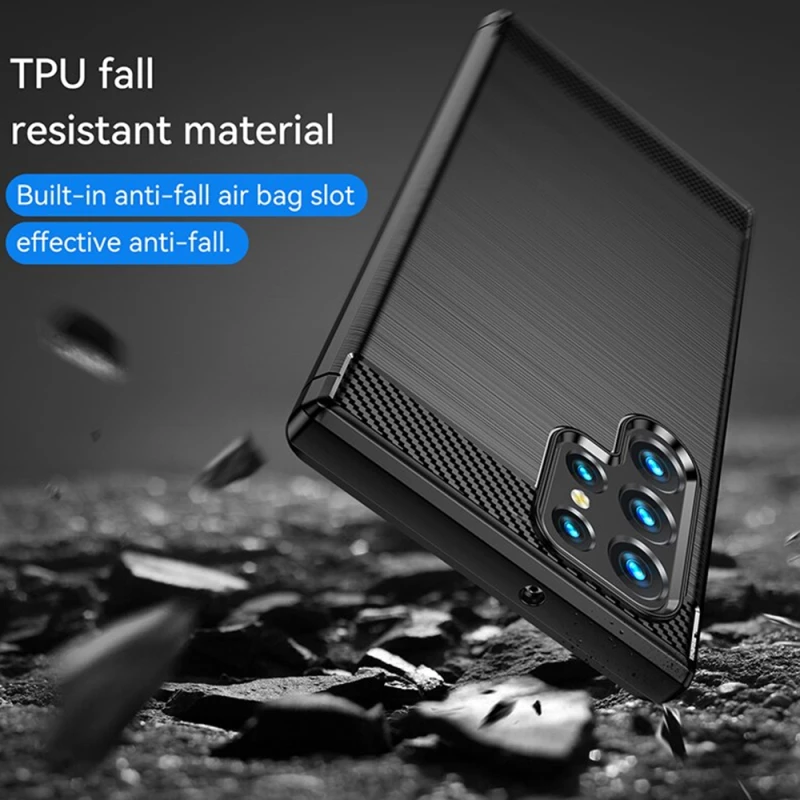 Techsuit Husa pentru Samsung Galaxy S22 Ultra 5G - Techsuit Carbon Silicone - Black 5949419027824