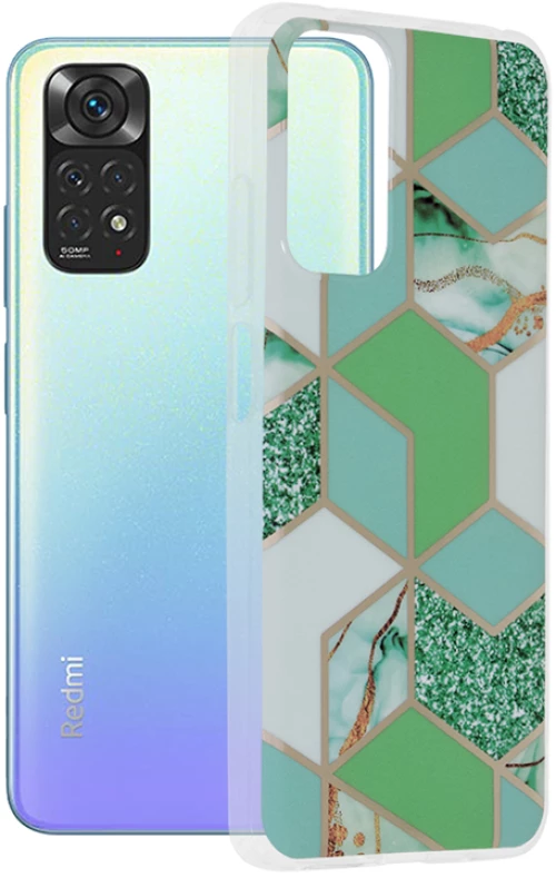 Techsuit Husa pentru Xiaomi Redmi Note 11 / Note 11S - Techsuit Marble Series - Green Hex 5949419022188