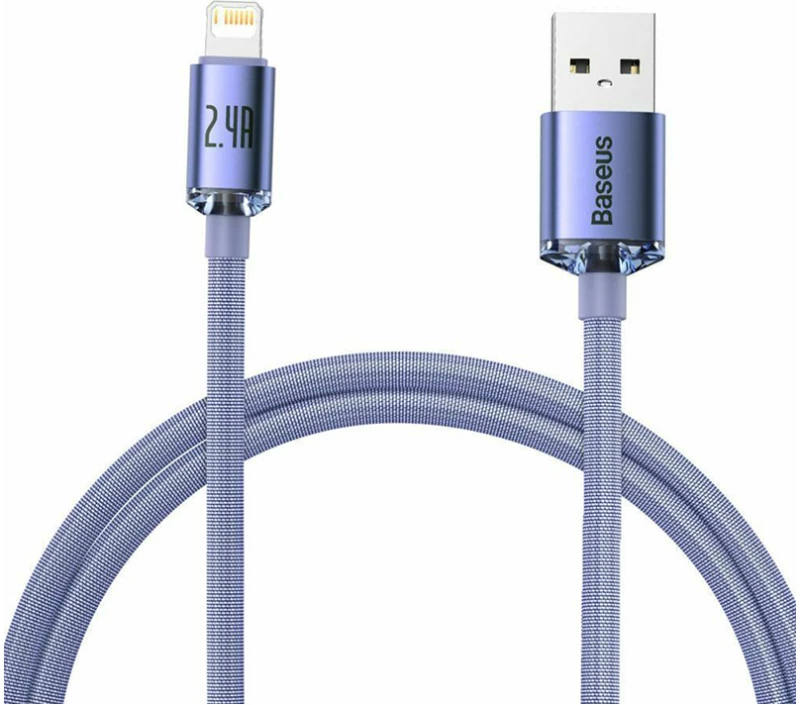 Baseus Crystal Shine Braided USB to Lightning Cable Μωβ 1.2m (CAJY000005) (BASCAJY000005)