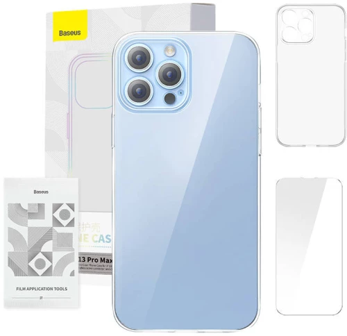Baseus Phone case Baseus Crystal Clear for 13 Pro Max (transparent) +all-tempered-glass screen protector +cleaning kit 047032 έως και 12 άτοκες δόσεις