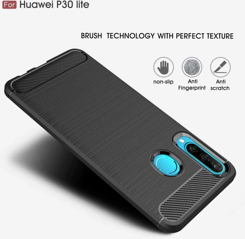 Techsuit Husa pentru Huawei P30 Lite / P30 lite New Edition - Techsuit Carbon Silicone - Black 5949419061873