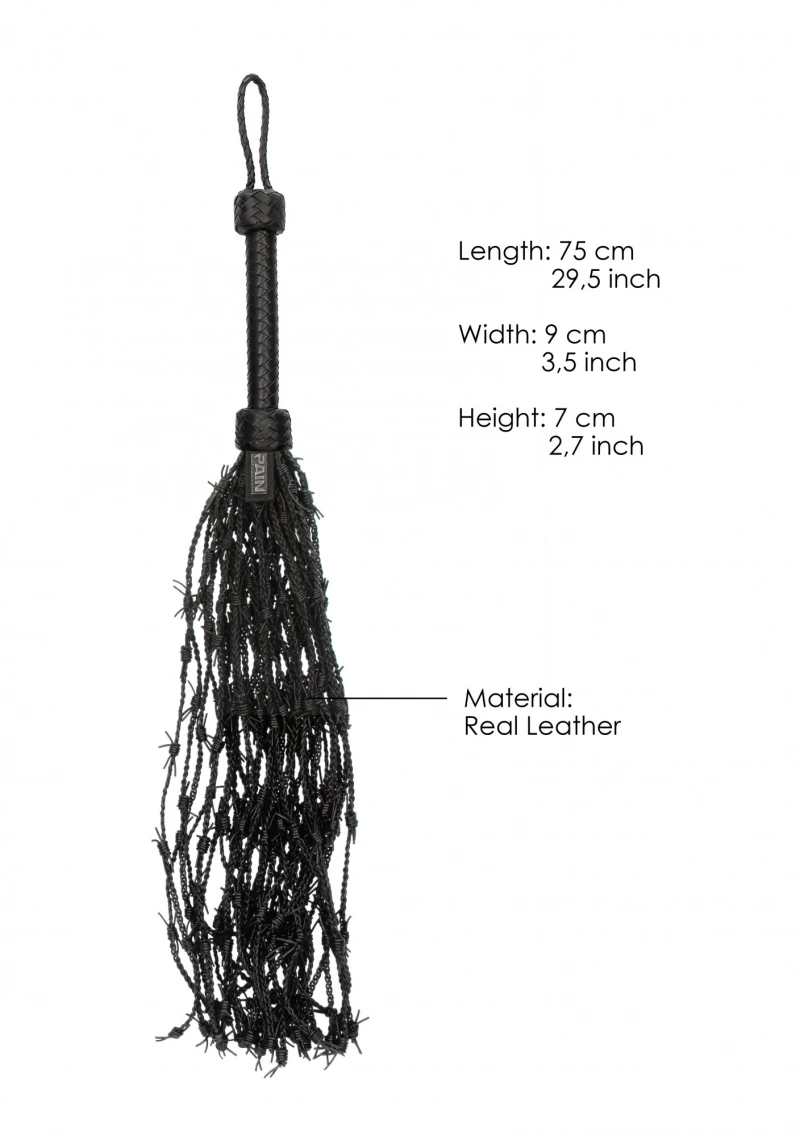 Leather Barbed Wire Flogger - Black