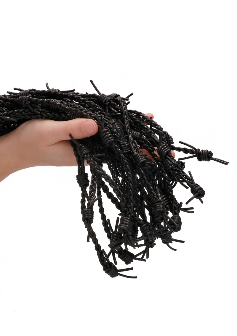 Leather Barbed Wire Flogger - Black