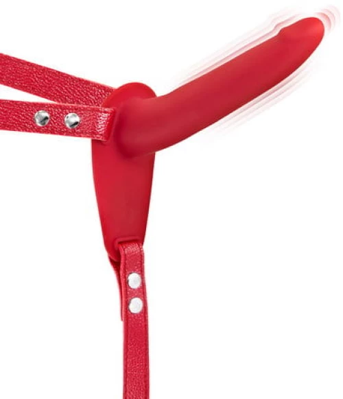 Simple Strap-On Ζώνη με Δονούμενο Dildo (Red) - Fetish Tentation