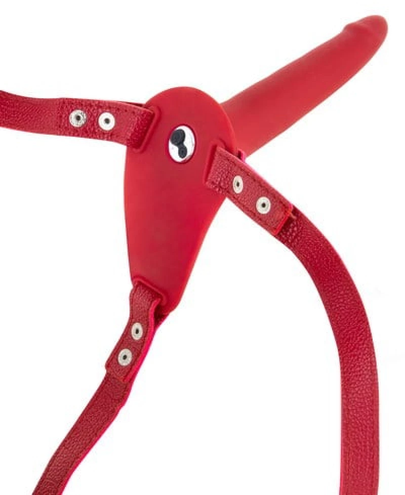 Simple Strap-On Ζώνη με Δονούμενο Dildo (Red) - Fetish Tentation
