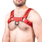Snap Leather Harness Red - Taille