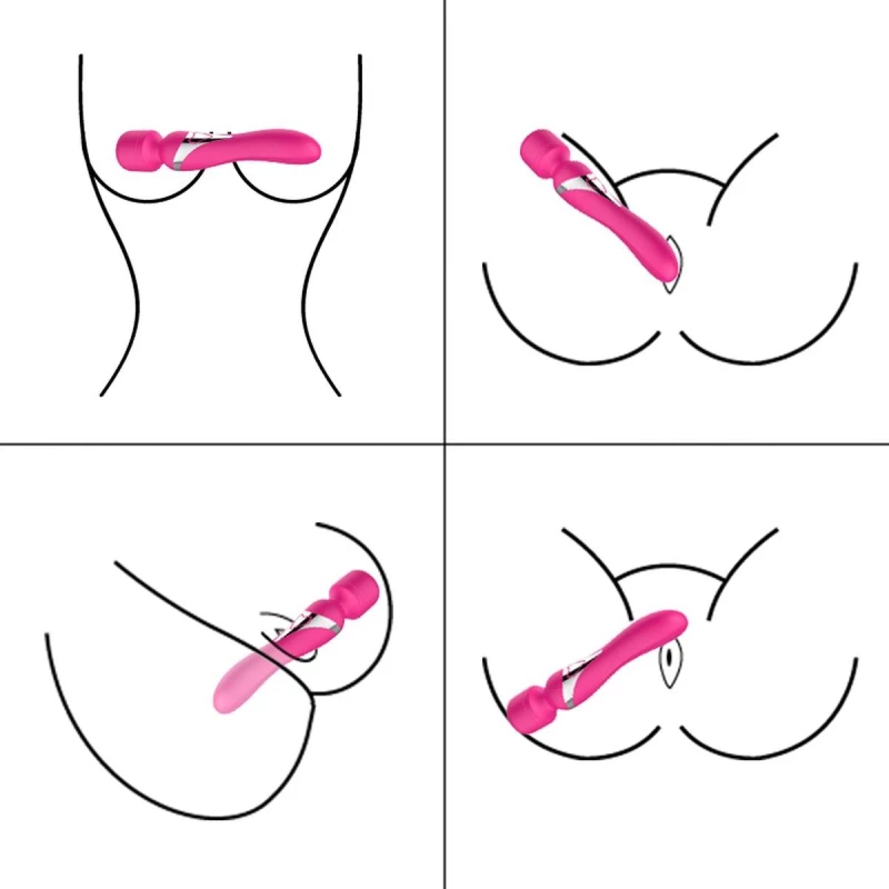 Διπλό Δονούμενο Ραβδί Wand Massager - Ροζ