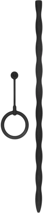 Silicone Plug & Cock Ring Set - Urethral Sounding - Black