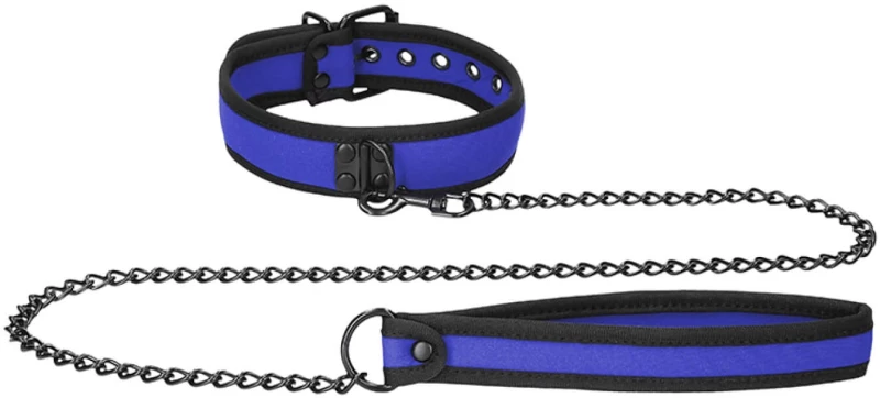 Neoprene Collar with Leash Blue