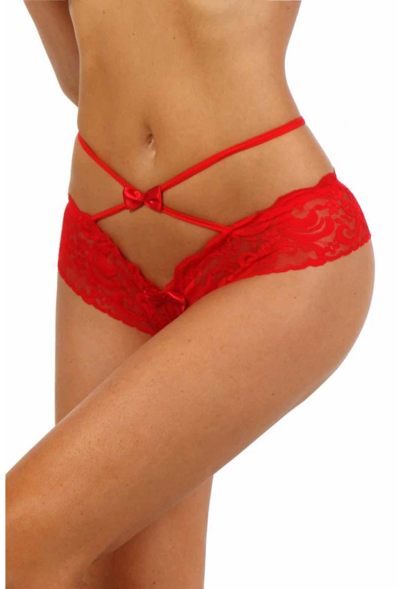 Open lace panties Red