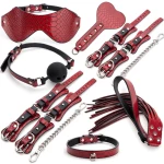 7 Pieces Snake Effect BDSM Set Deluxe Red