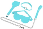 BDSM Set with Lady Cat Rhinestones, 3 Pieces, Light Blue