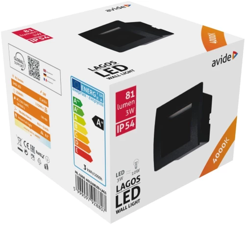 Avide Εξωτερικό Φώς Σκάλας Χωνευτό Lagos LED 3W Λευκό 4000K IP54 9cm