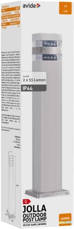 Avide Outdoor Post Lamp Jolla LED 2W NW 500mm IP44 Satin Nickel