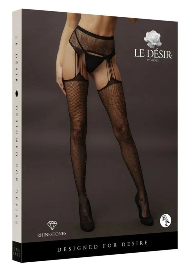 Ζαρτιέρες Suspender Rhinestone Pantyhose - Μαύρες