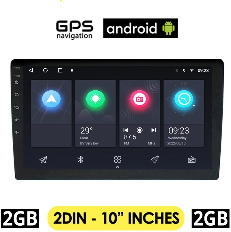 Android οθόνη αυτοκινήτου 10" ιντσών 2GB  2-DIN με GPS (Playstore WI-FI Youtube USB MP5 Bluetooth Mirrorlink 4x60W Universal) 26549