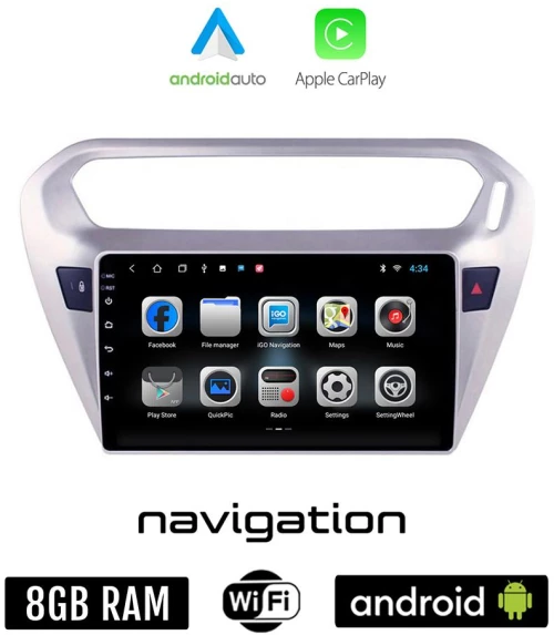 CITROEN ELYSEE (μετά το 2012) Android οθόνη αυτοκίνητου 8GB + 128GB με GPS WI-FI (ηχοσύστημα αφής 9" ιντσών OEM Android Auto Apple Carplay Youtube Playstore MP3 USB Radio Bluetooth Mirrorlink εργοστασιακή, 4x60W)