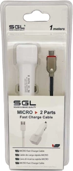 Φορτιστής αναπτήρα αυτοκινήτου με 2 θύρες USB - Micro USB - FA13-V2 - 1m - 099620