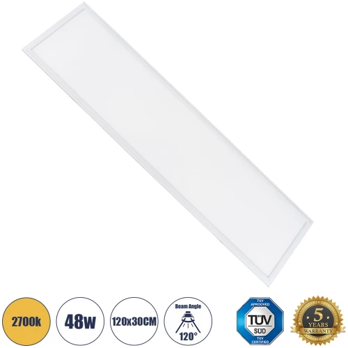 GloboStar® 60214 Χωνευτό LED Panel Milky Super Slim 120x30cm 48W 4320lm 120° CRI≥80Ra UGR