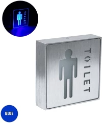 GloboStar® SENSATI 75654 Φωτιστικό Τοίχου Ένδειξης TOILET MAN LED 1W AC 220-240V IP20 - Σώμα Αλουμινίου - Μ11 x Π11 x Υ3cm - Μπλε