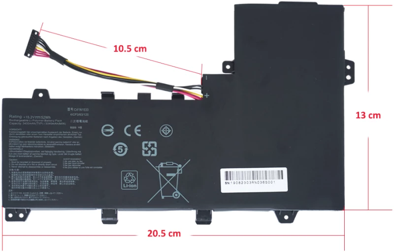Μπαταρία Asus C41N1533 - 51.8Wh - 15.2v - 3410 mAh ( Κωδ.1-BAT0459 )