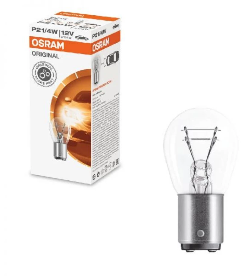 Λάμπα Αλογόνου P21/4W 12V BAZ15D  Διπολική Osram 7225 1 Τεμάχιο 0012883