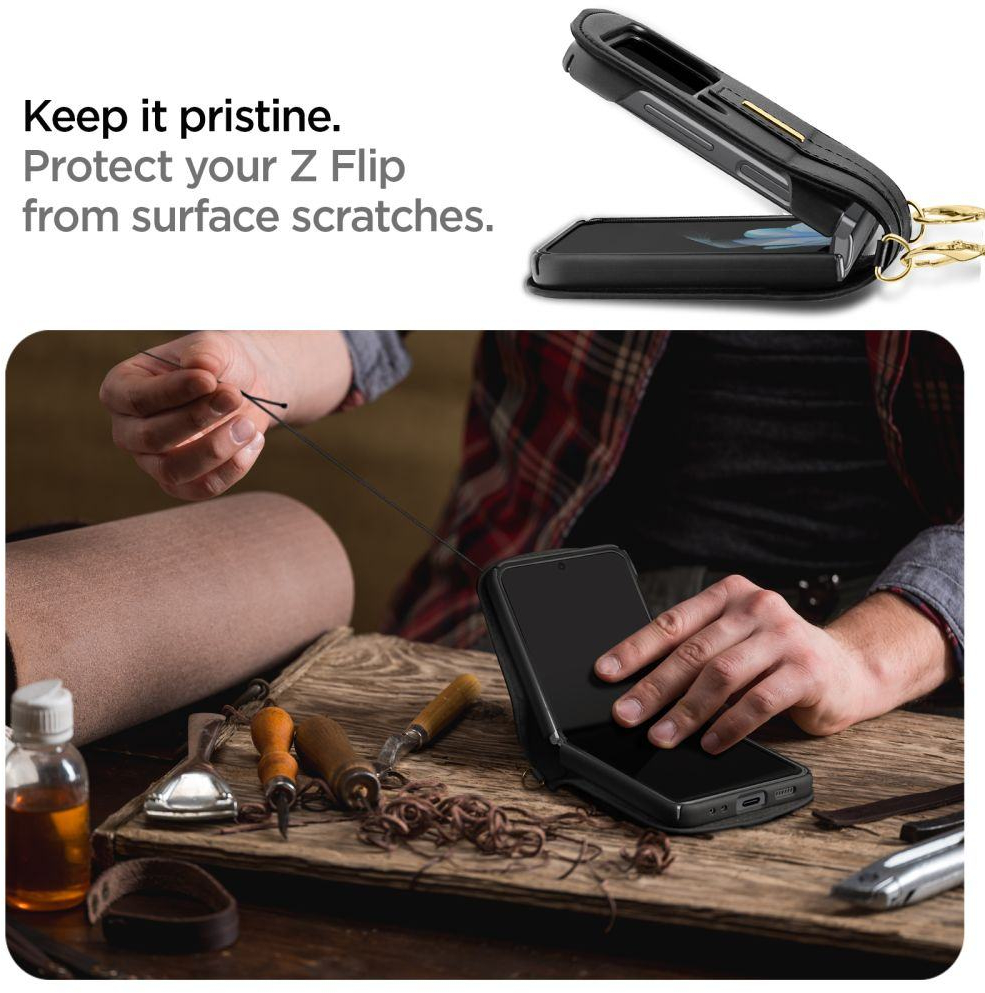 Θήκη Spigen SGP LIENAR LEATHER ARMOR για SAMSUNG GALAXY Z FLIP 4 5G - ΜΑΥΡΟ - ACS05171