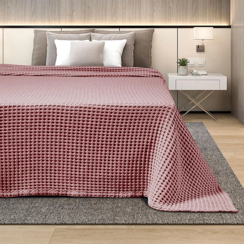Κουβέρτα Adam Home Πικέ Waffle Opal Rose βαμβακερή   Opal Rose King 240 x 260