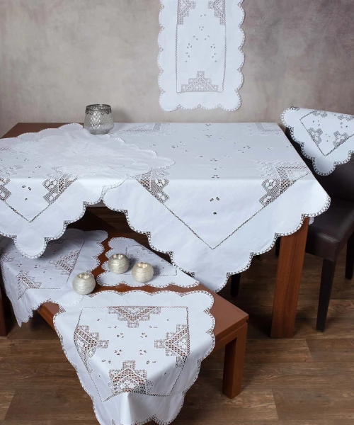 Πλεκτό με ύφασμα σετ 7 τεμαχίων 2318 (140cm x 140cm/90cm x 90cm/50cm x 150cm/60cm x 60cm x 2/40cm x 40cm x 2) λευκό - -