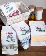 Σετ 12 τεμαχίων ποτηρόπανα (50cm x 70cm) ανεμόμυλος CRETA - -