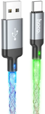 Καλώδιο Σύνδεσης Hoco U112 Shine USB σε USB-C 3A με LED Light Effect 1m