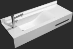 Sanitec 703 Half Wave Single Νιπτήρας Μπάνιου Επιτοίχιος Κρεμαστός Λευκός με μήκος από 151 έως 200cm