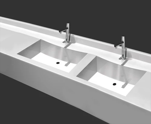 Sanitec 706 Curved Double Νιπτήρας Μπάνιου Διπλός Επιτοίχιος Κρεμαστός με μήκος από 120 έως 200cm