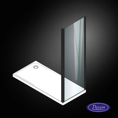 DEVON Flow Side panel SPF80C-400 Σταθερό Πλαϊνό Ντουζιέρας BLACK MATT 77-79 εκ Υ195εκ