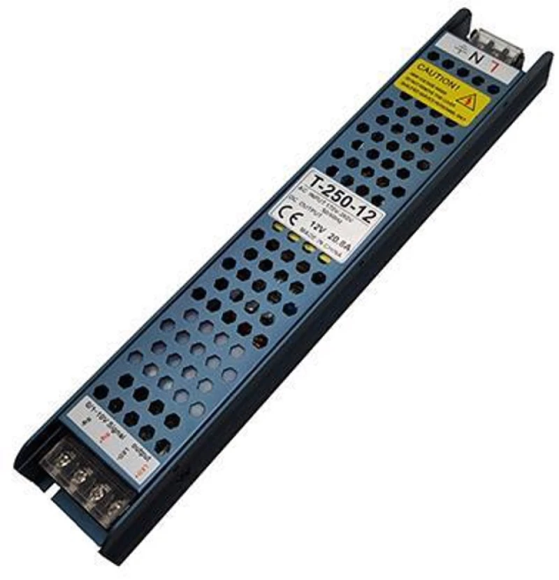 321610 ΤΡΟΦΟΔΟΤΙΚΟ ΜΕΤΑΛΛΙΚΟ SLIM 12V DC DIMMING (1-10V) 250W IP20