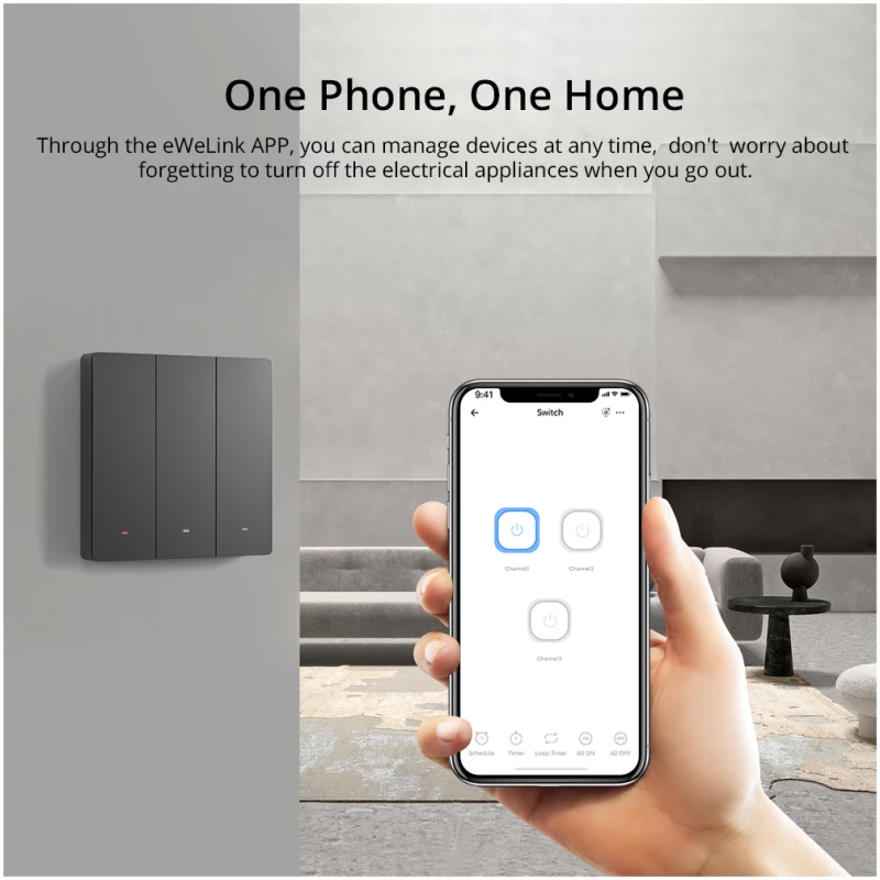 GloboStar® 80089 SONOFF M5-3C-80 SwitchMan Mechanical Smart Switch WiFi & Bluetooth AC 100-240V Max 6A 1320W (2A/Way) 3 Way