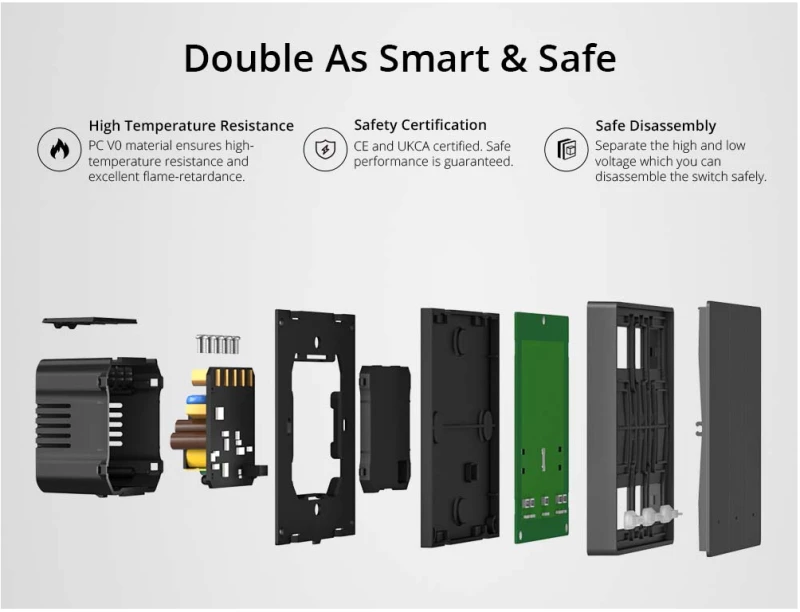 GloboStar® 80089 SONOFF M5-3C-80 SwitchMan Mechanical Smart Switch WiFi & Bluetooth AC 100-240V Max 6A 1320W (2A/Way) 3 Way