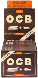 OCB Χαρτάκια - Unbleached Ακατέργαστο 50φ. - 1¼ με Τζιβάνες 24τεμ.