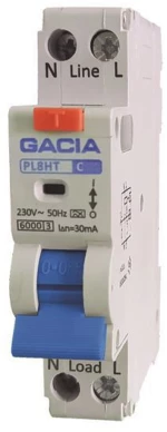 190837 ΡΕΛΕ RCBO ΜΟΝΟΠΟΛΙΚΟ 10A 6KA 30MA 1+N GACIA TYPE B