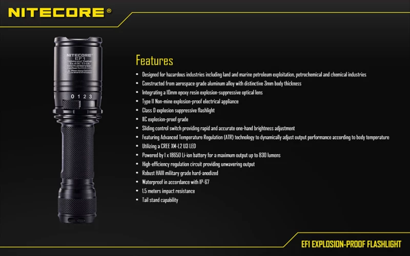 Φακός Χειρός Led Nitecore Explosion - Proof EF1