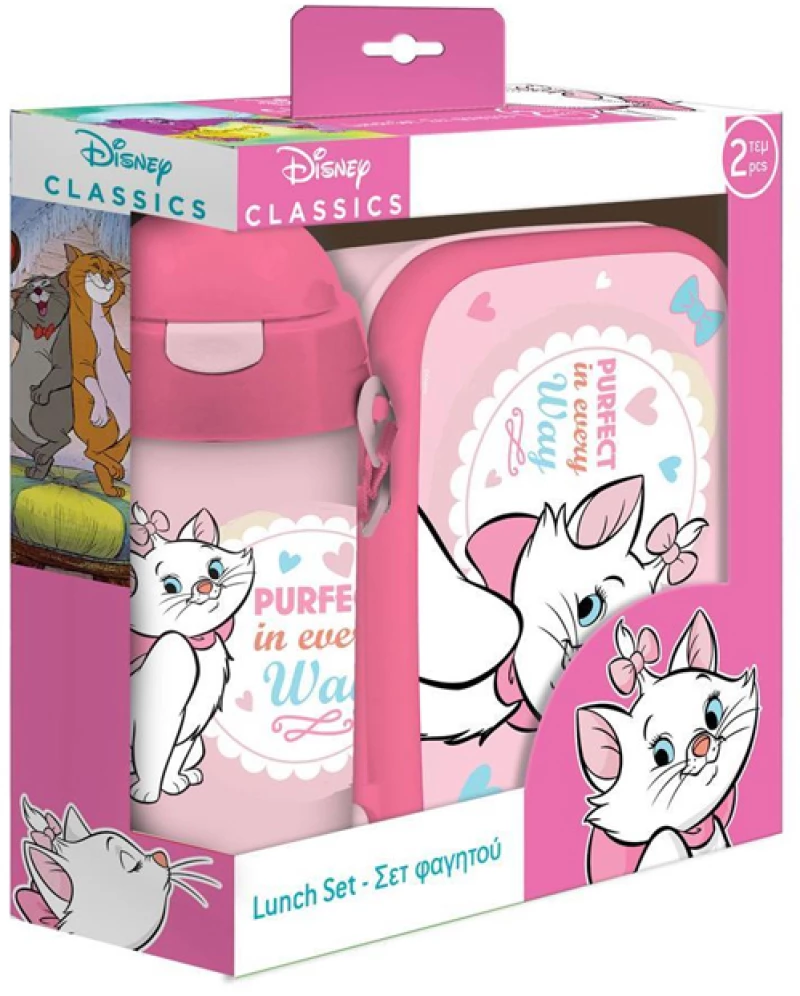 Φαγητοδοχείο 800ml και παγούρι πλαστικό 500ml Must Marie Cat