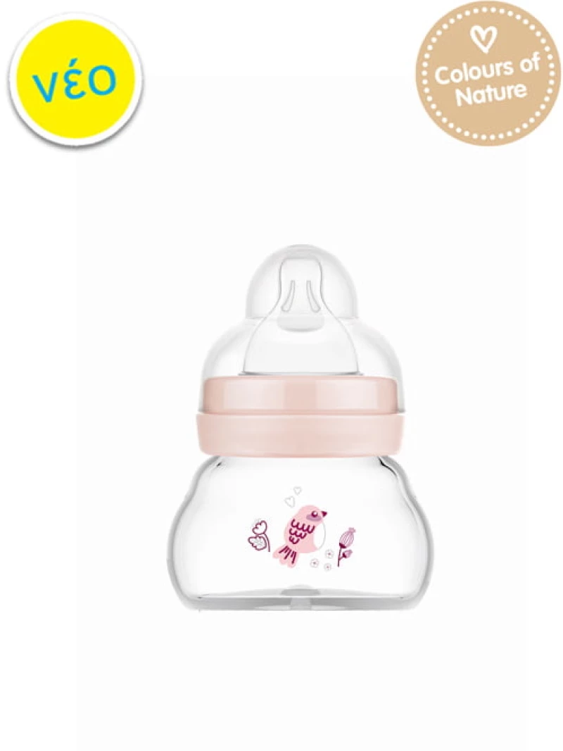 MAM Μπιμπερό Γυάλινο Feel Good 0m 90ml Συλλογή Forest Ροζ 382SG