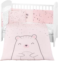 Kikka Boo Σετ Κούνιας 6τμχ70/140 Bear with me Pink 41101060120